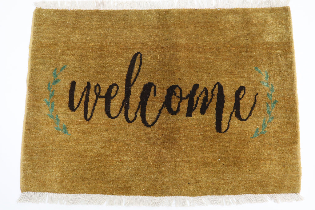 Handmade Afghan Wool Welcome Doormat Rug - 2x3 Feet Entryway Accent Mat