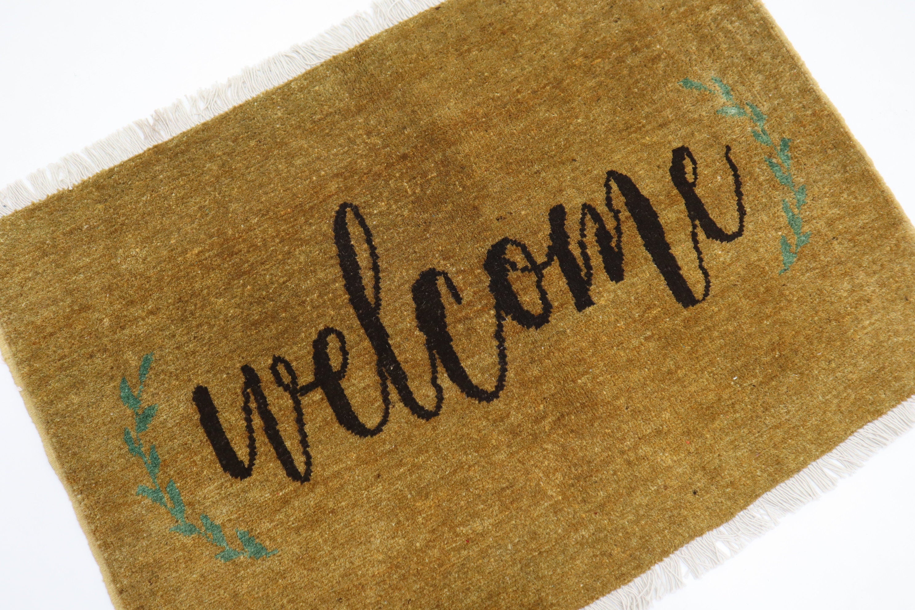 Handmade Afghan Wool Welcome Doormat Rug - 2x3 Feet Entryway Accent Mat