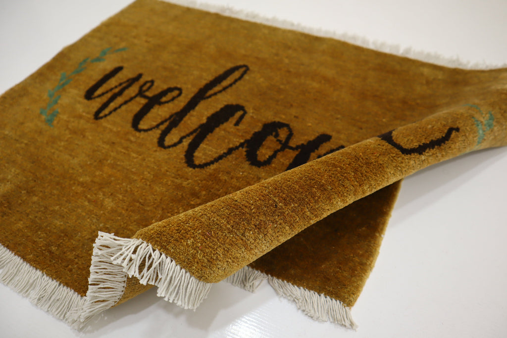Handmade Afghan Wool Welcome Doormat Rug - 2x3 Feet Entryway Accent Mat