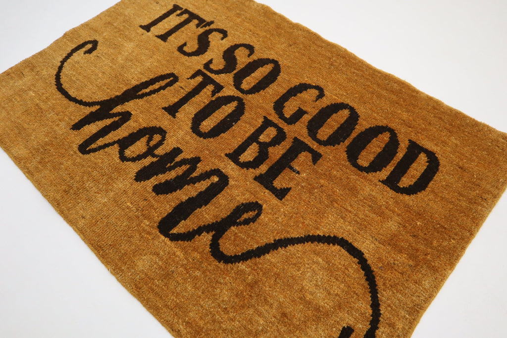 Handmade Afghan Wool Doormat Rug, 2x3 Feet, Natural Dyes, Artisan Crafted