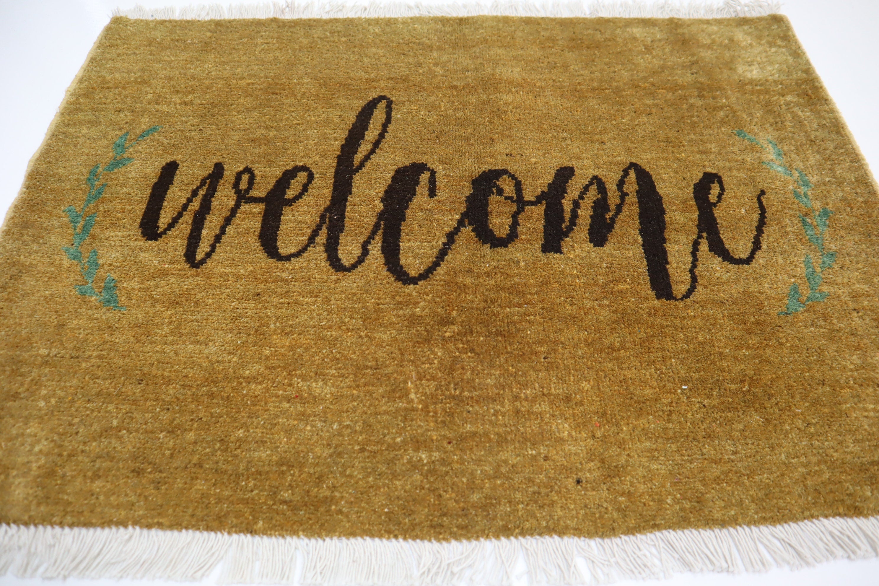 Handmade Afghan Wool Welcome Doormat Rug - 2x3 Feet Entryway Accent Mat