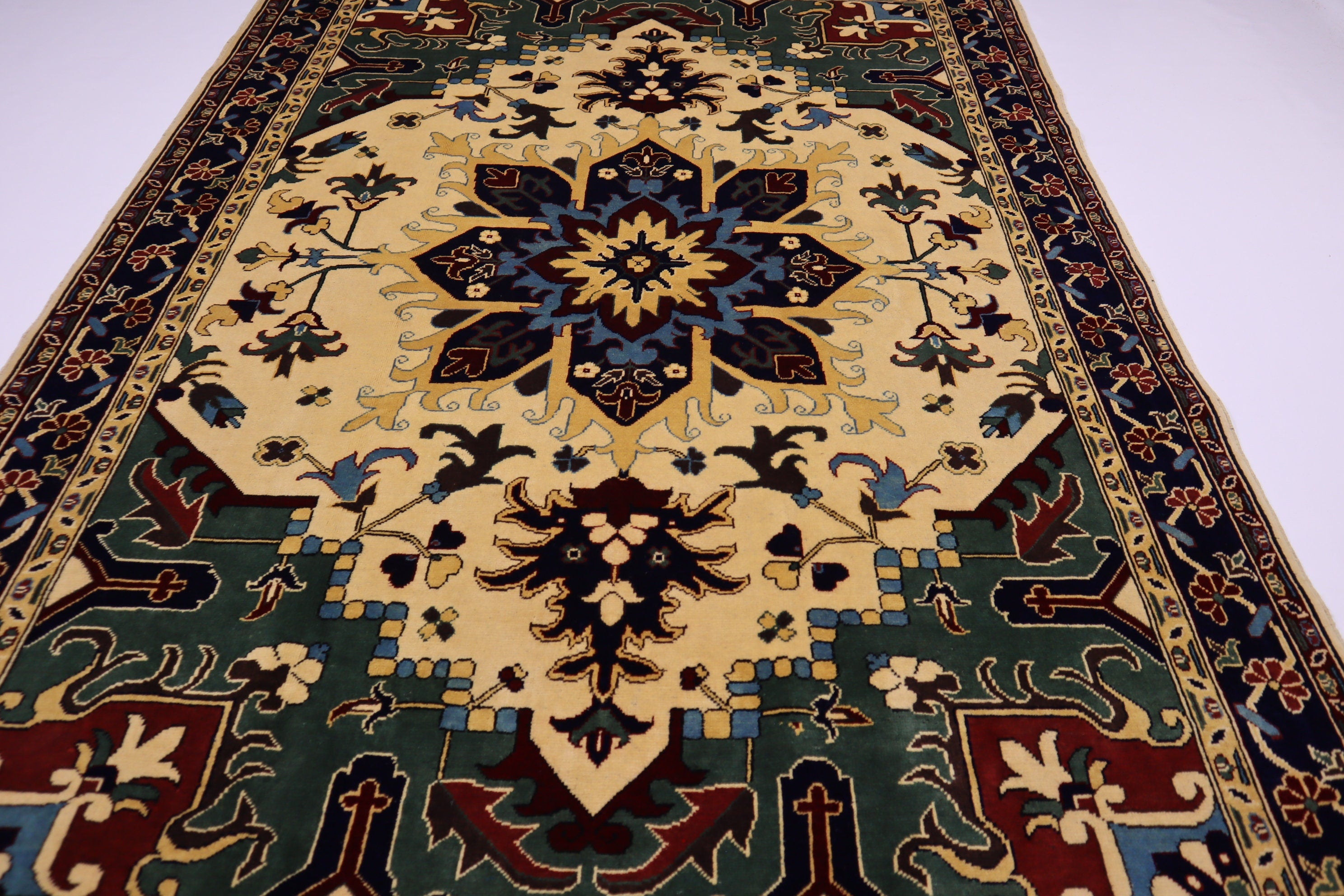 Heriz Wool Area Rug 5'6"x8'1", Handmade Geometric Turkish Afghan Design