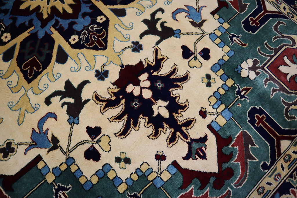 Heriz Wool Area Rug 5'6"x8'1", Handmade Geometric Turkish Afghan Design