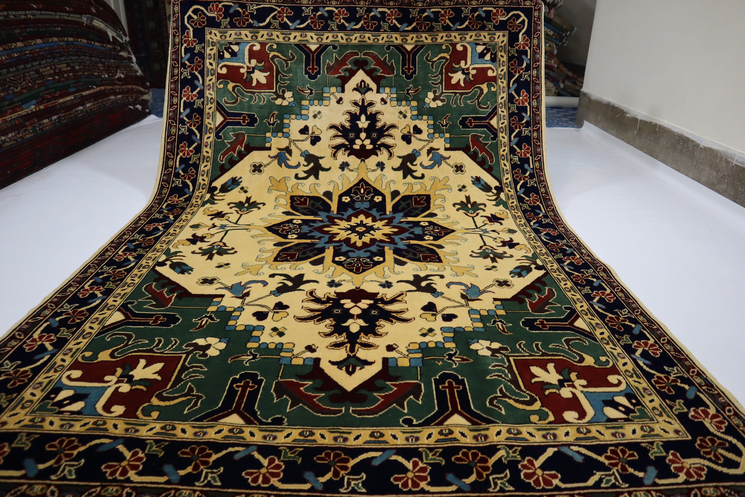 Heriz Wool Area Rug 5'6"x8'1", Handmade Geometric Turkish Afghan Design