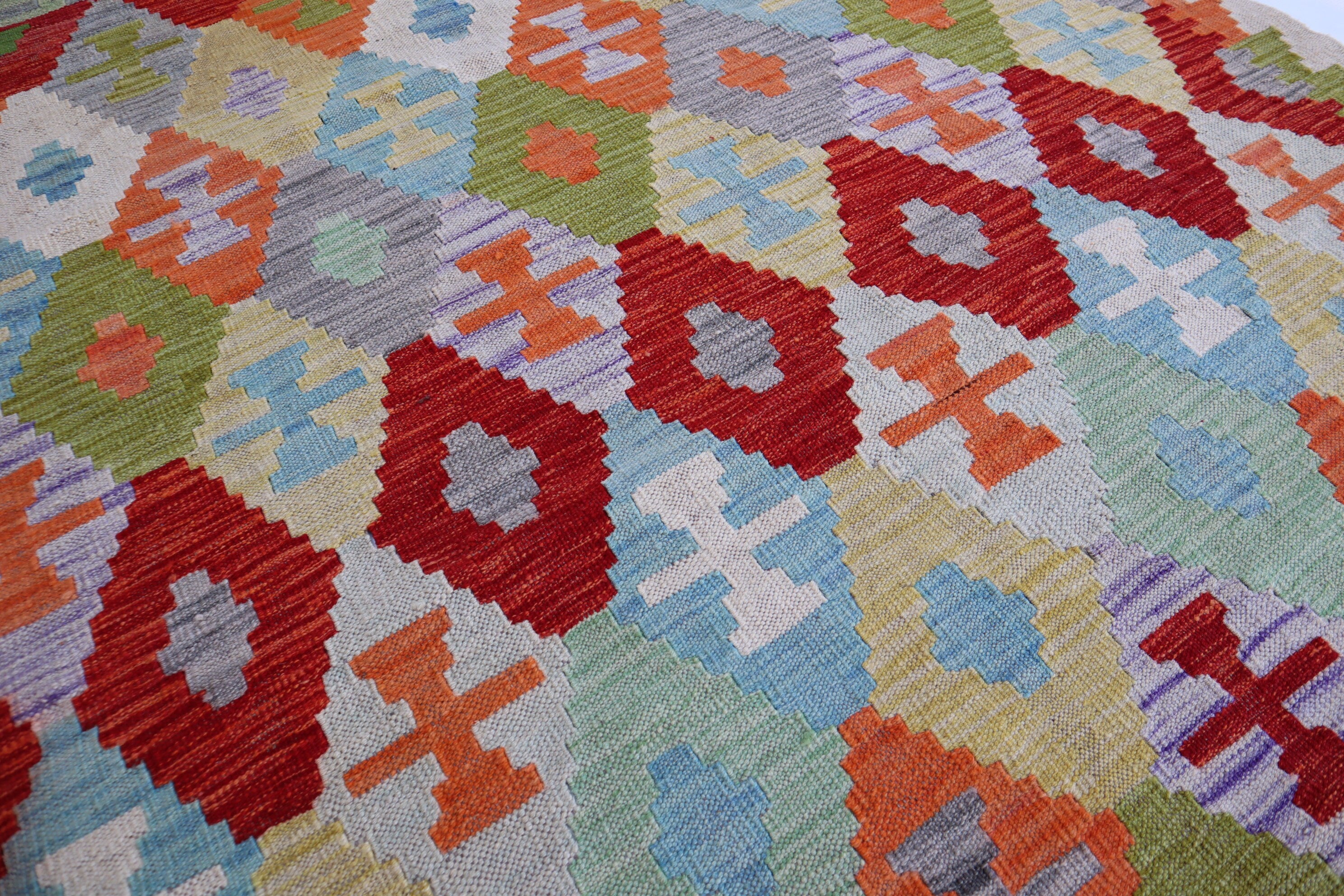 Vibrant Multi-Color 5x7 Afghan Kilim Area Rug - Handmade Wool & Cotton