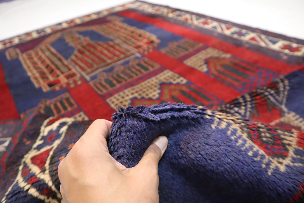 Authentic Large Antique 4'4x6'6 ft Afghan Handmade Wool Prayer Rug