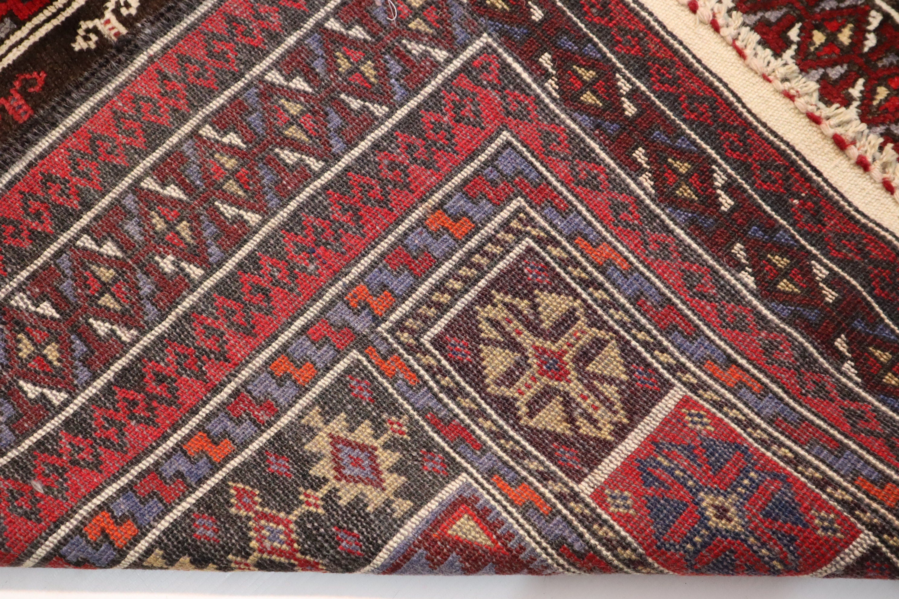 Vintage Afghan Prayer Rug 2'9x4'3 - Handmade Wool Turkmen Bukhara Carpet 1960s