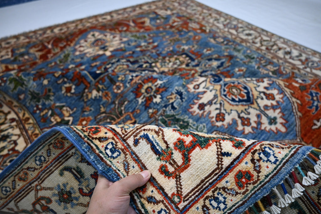 Exquisite 6x8 Afghan Super Fine Turkish Heriz Wool Hand-Knotted Oriental Area Rug