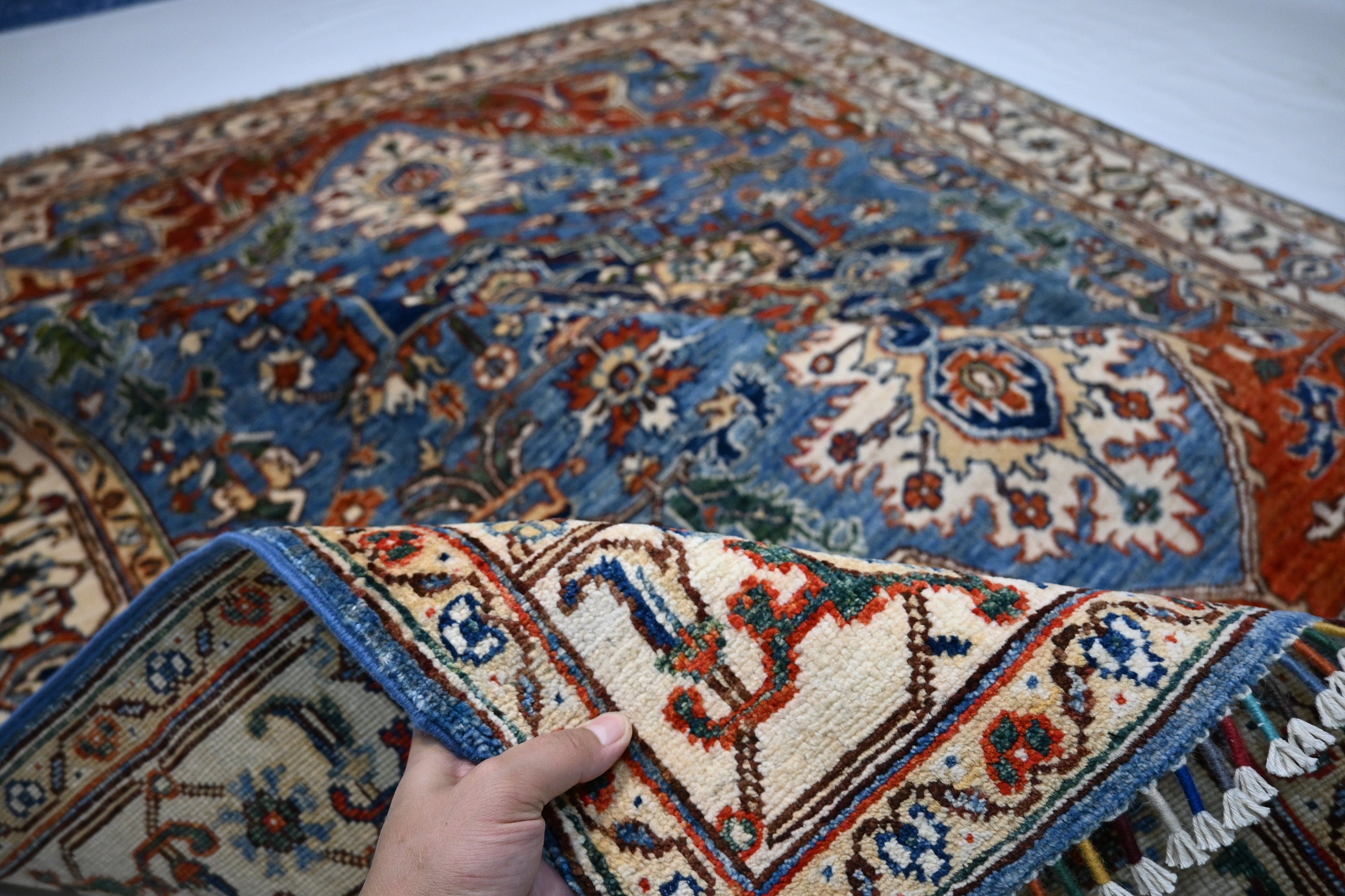 Exquisite 6x8 Afghan Super Fine Turkish Heriz Wool Hand-Knotted Oriental Area Rug