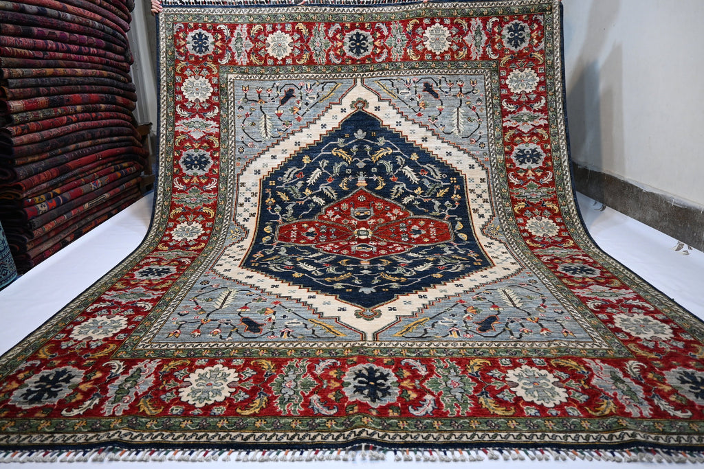 Luxurious 8x10 Afghan Turkish Heriz Wool Oriental Area Rug, Rich Colors
