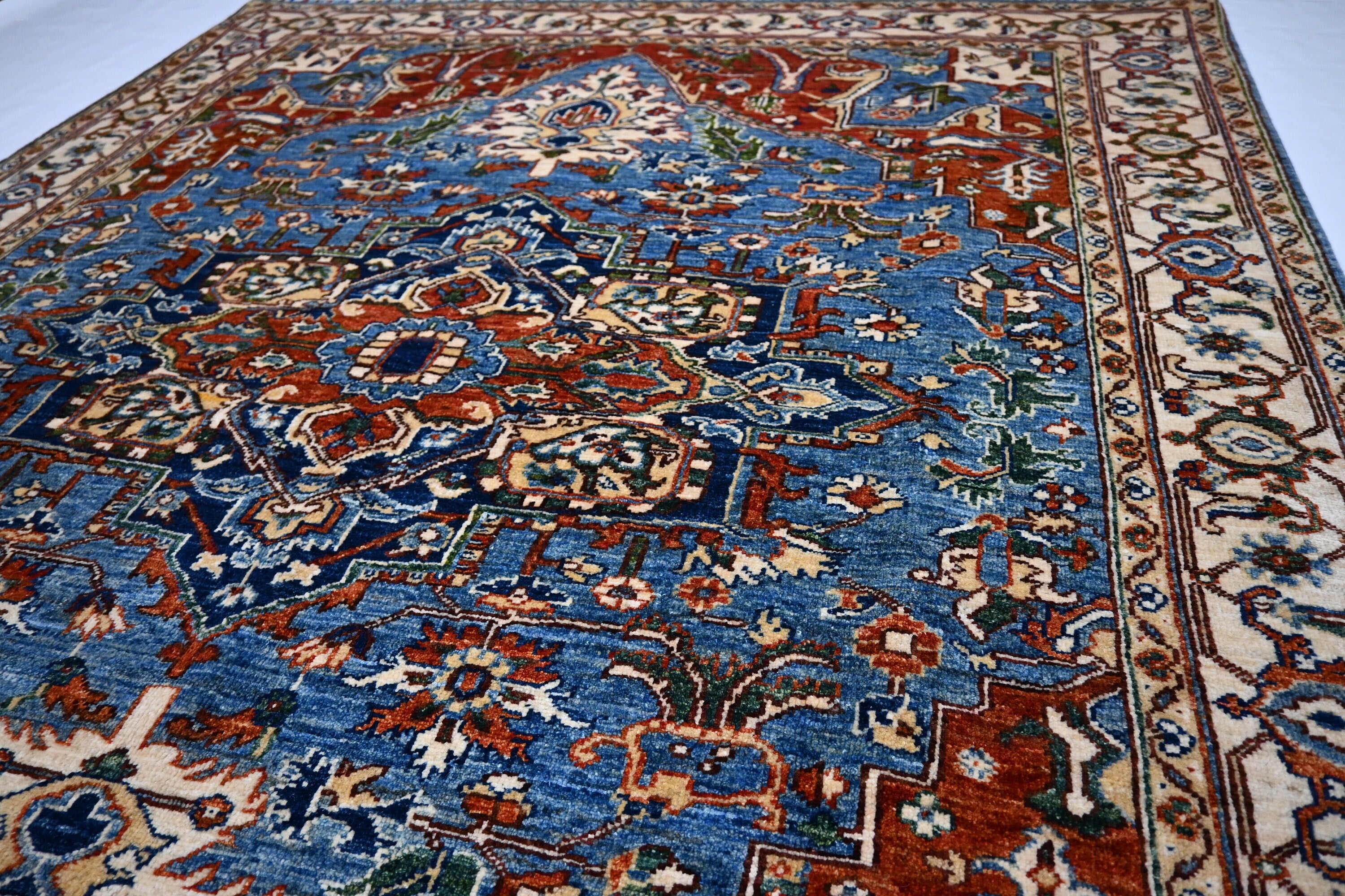 Exquisite 6x8 Afghan Super Fine Turkish Heriz Wool Hand-Knotted Oriental Area Rug