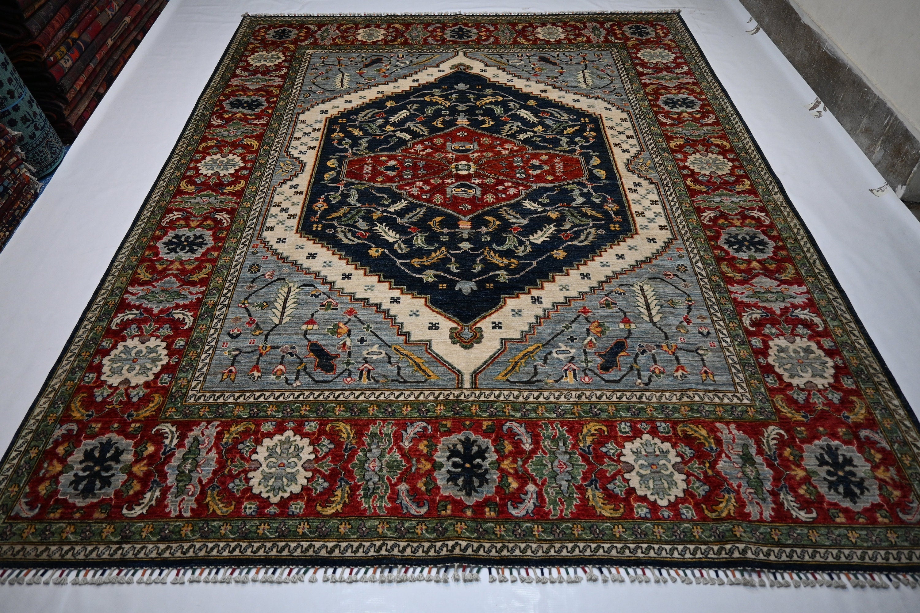 Luxurious 8x10 Afghan Turkish Heriz Wool Oriental Area Rug, Rich Colors