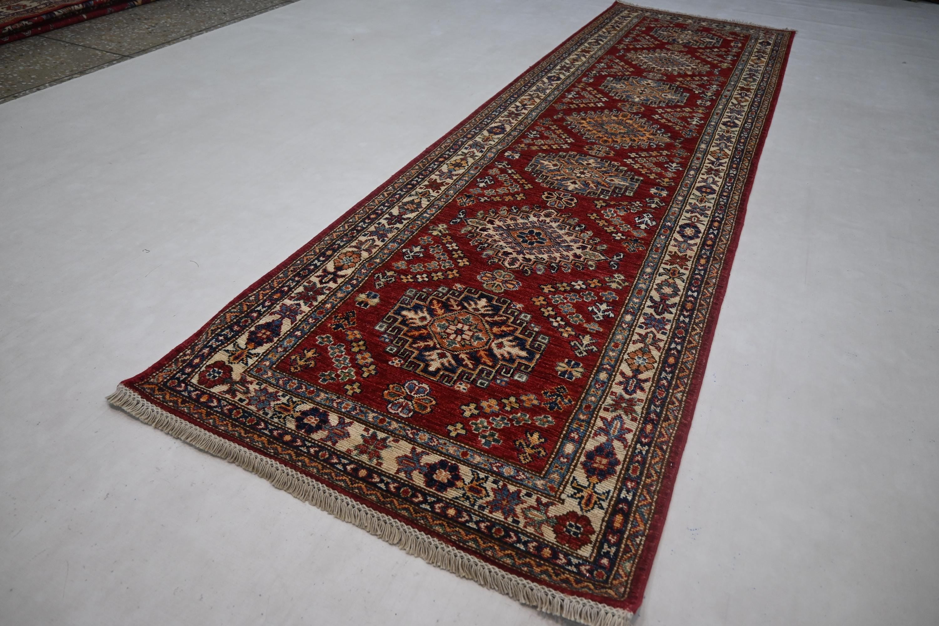Authentic Afghan Handmade Wool Runner Rug - Tribal Turkmen Kazak Design