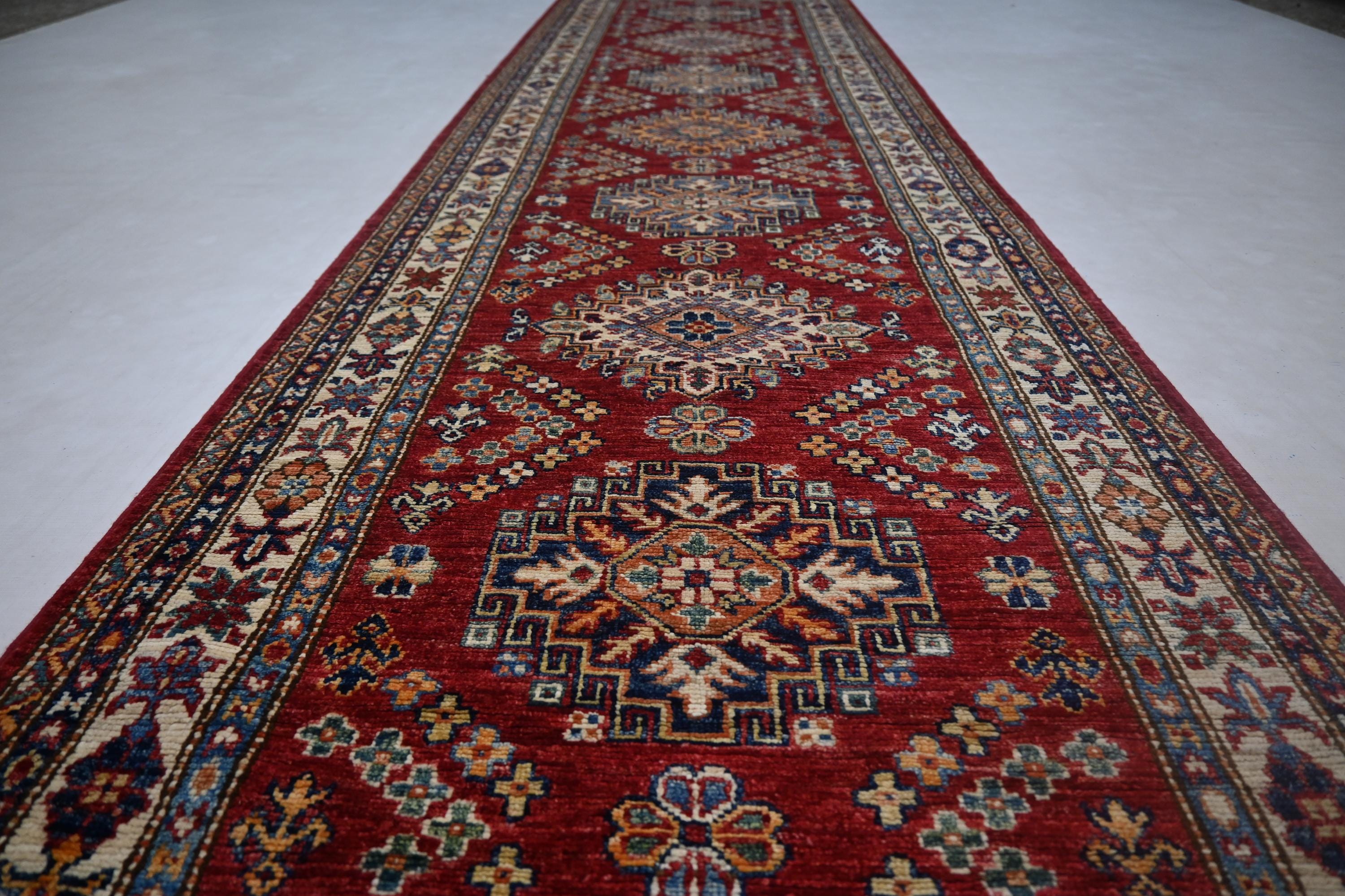 Authentic Afghan Handmade Wool Runner Rug - Tribal Turkmen Kazak Design