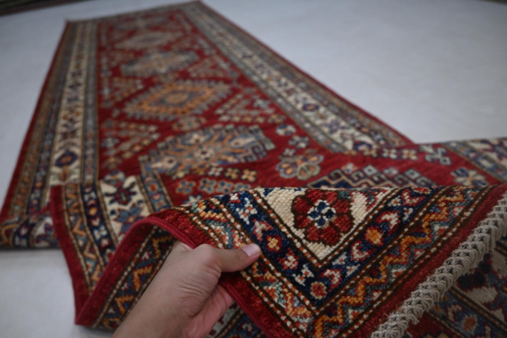 Authentic Afghan Handmade Wool Runner Rug - Tribal Turkmen Kazak Design
