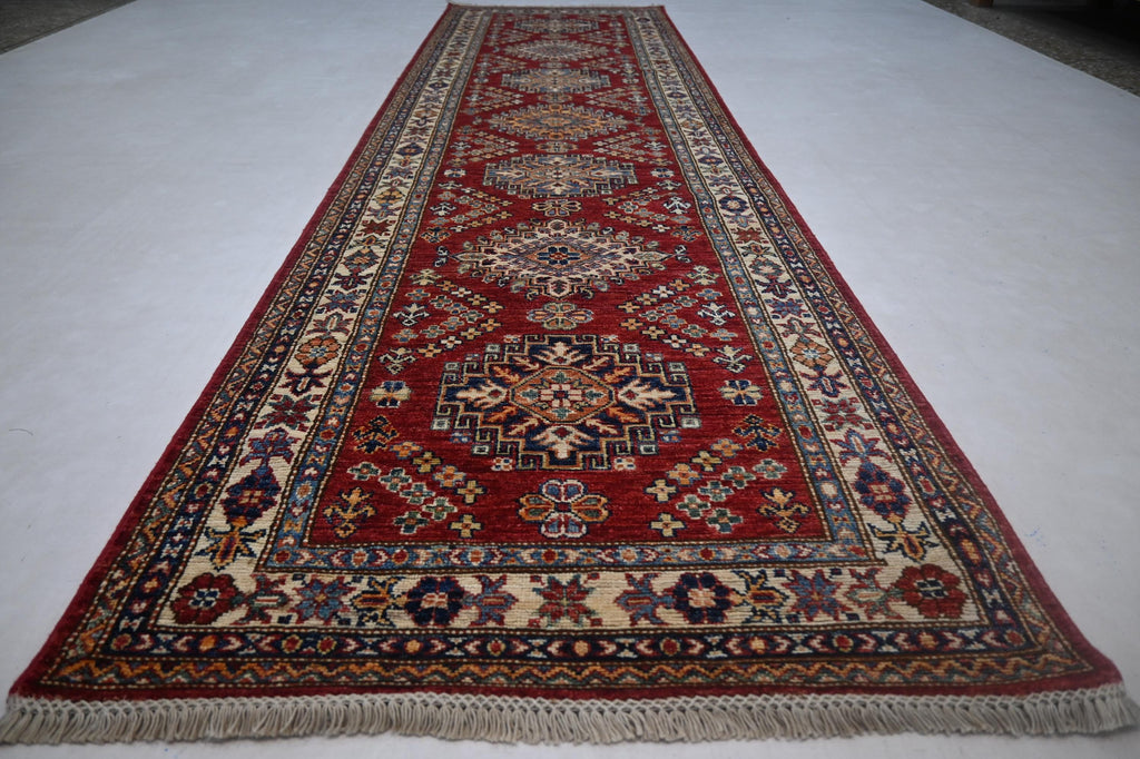 Authentic Afghan Handmade Wool Runner Rug - Tribal Turkmen Kazak Design