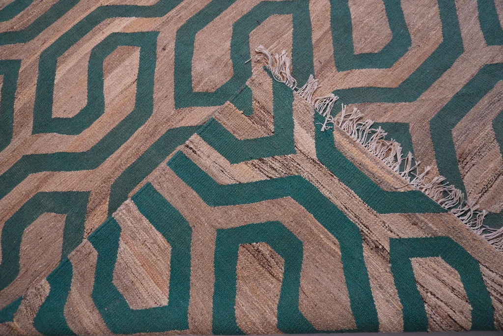 Luxurious 11x11.5 Ft Natural Gray Turquoise Afghan Handmade Wool Kilim Rug