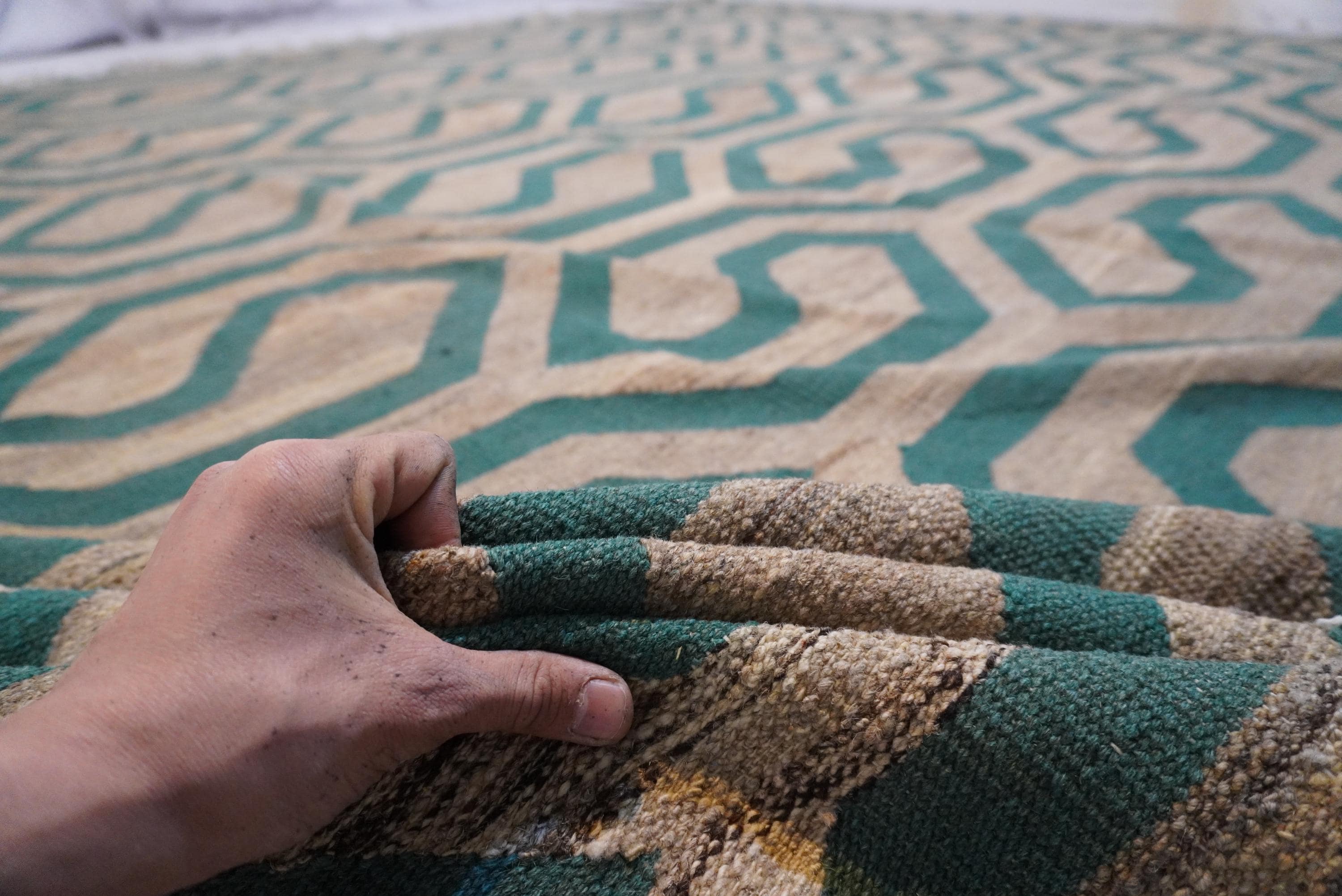 Luxurious 11x11.5 Ft Natural Gray Turquoise Afghan Handmade Wool Kilim Rug