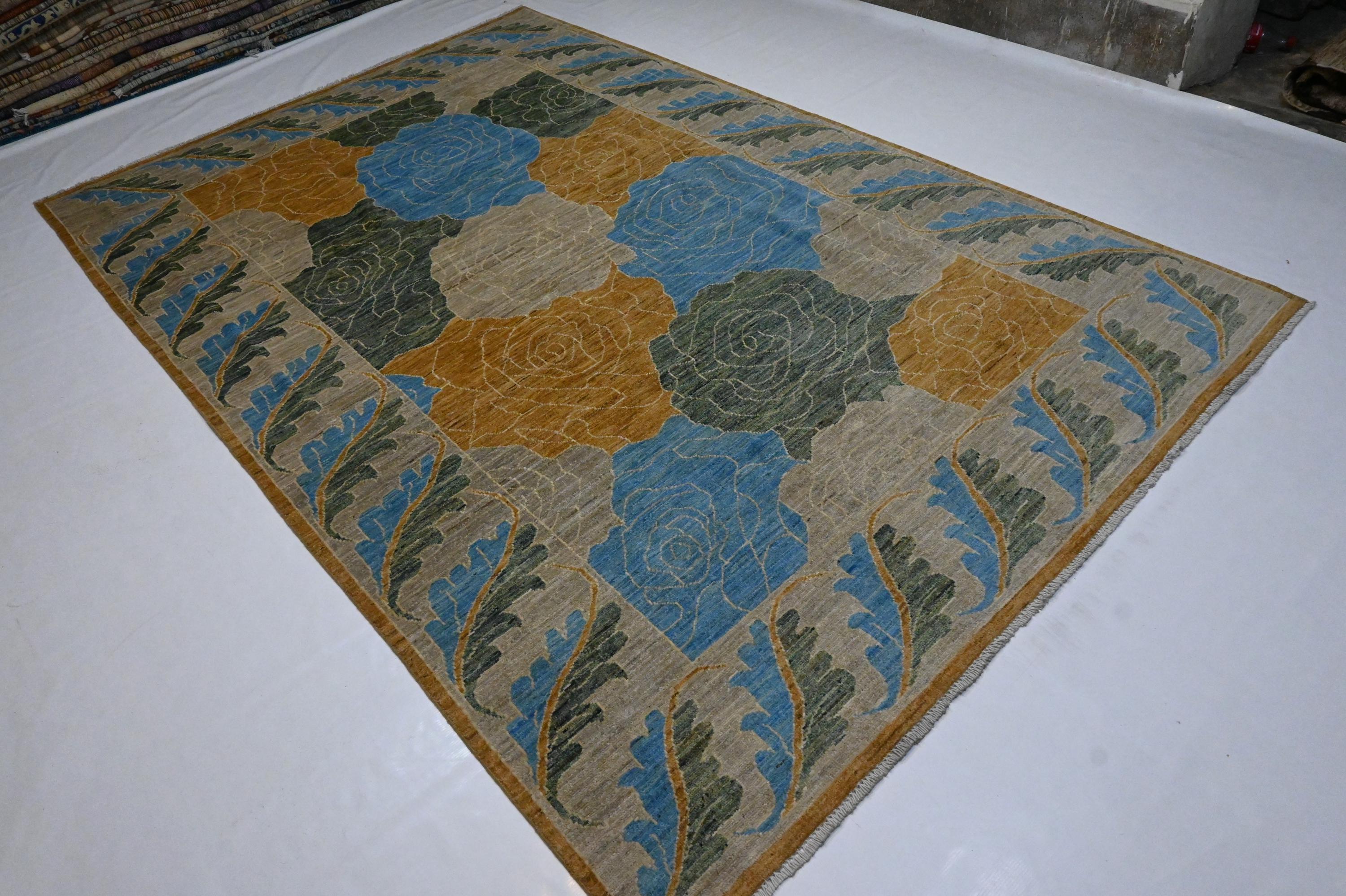 Authentic Hand-Knotted Afghan Gabbeh Wool Rug, Natural Dyes, 6x9 Feet, Modern