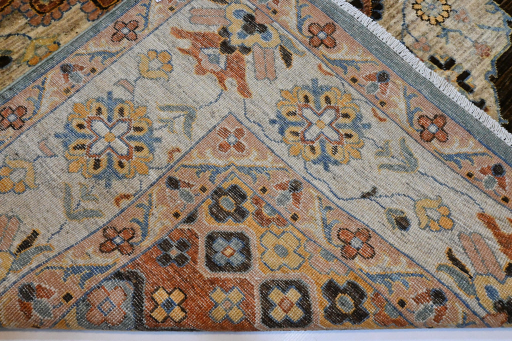 8x10 Handmade Afghan Heriz Wool Rug – Turkmen Medallion, Organic Dyes