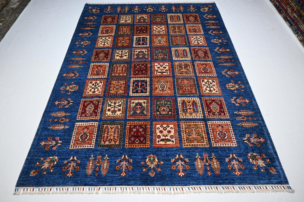 Handmade Afghan Wool Rug: 5'8"x7'8" Turkish Bijdar Tribal Geometric Area