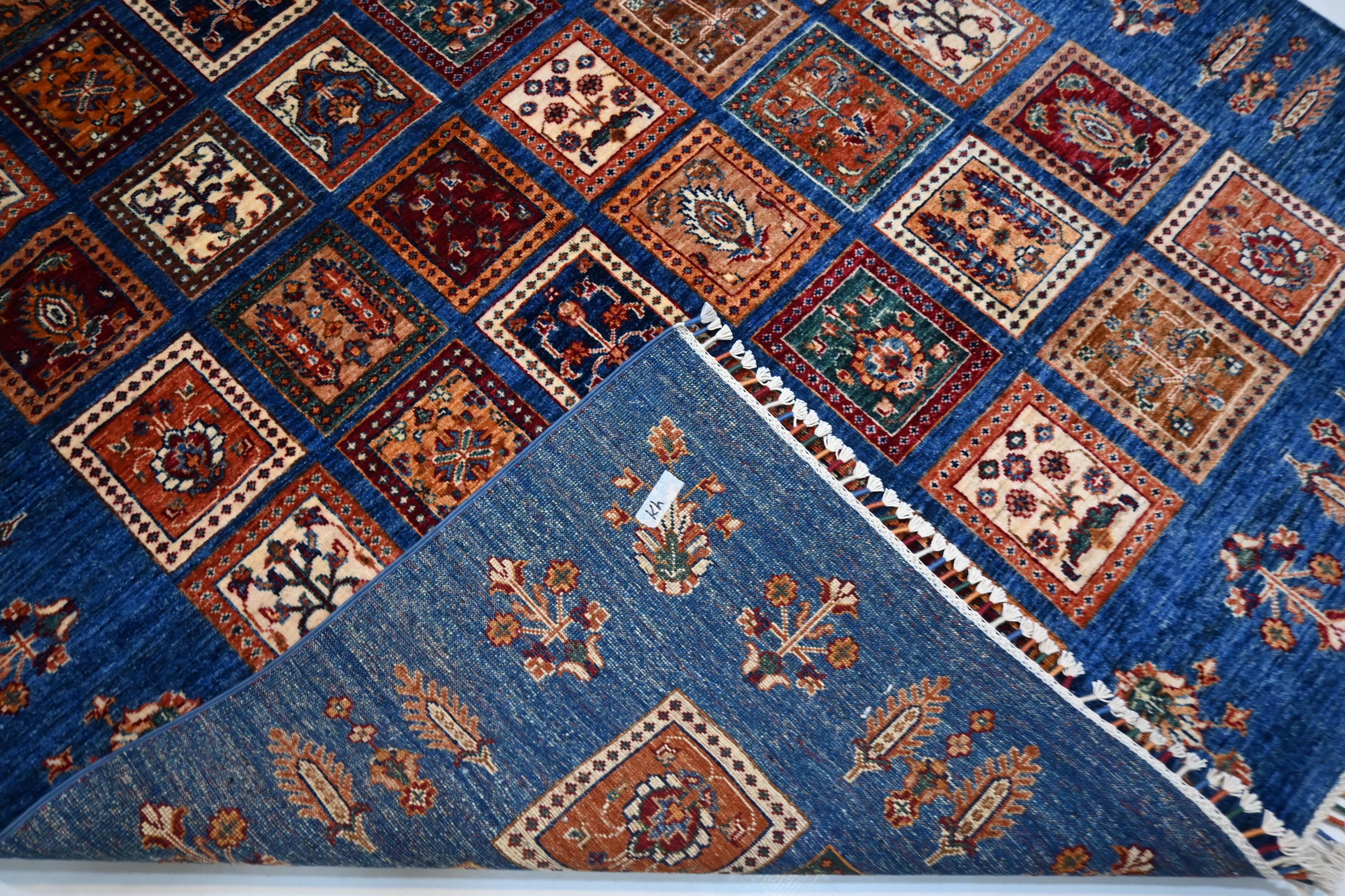 Handmade Afghan Wool Rug: 5'8"x7'8" Turkish Bijdar Tribal Geometric Area