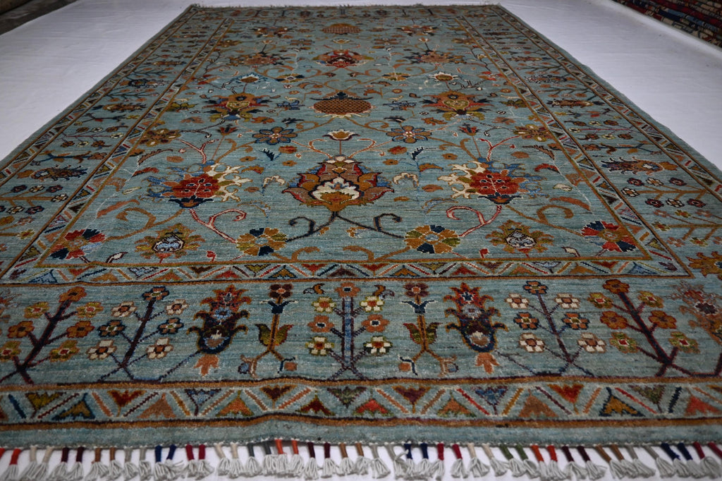 Luxurious 6x9 Gray Bijdar Afghan Handmade Wool Rug - Authentic Turkmen Tribal