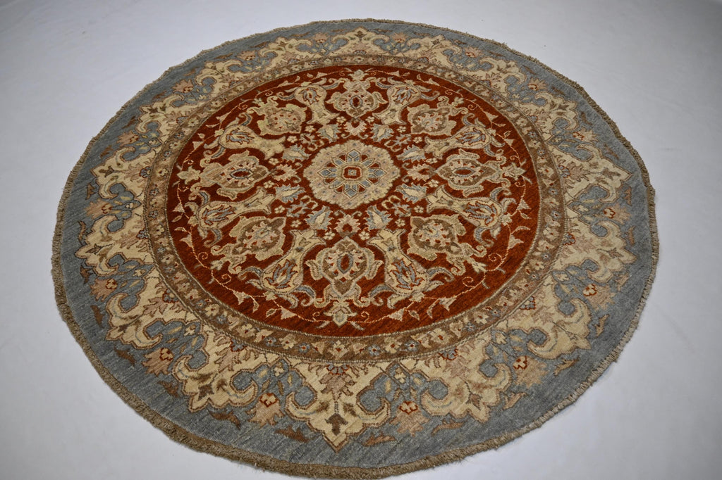 Luxurious Hand-Knotted Afghan Wool Rug: Red Gray Turkmen Zeigler Geometric Pattern