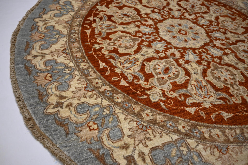 Luxurious Hand-Knotted Afghan Wool Rug: Red Gray Turkmen Zeigler Geometric Pattern