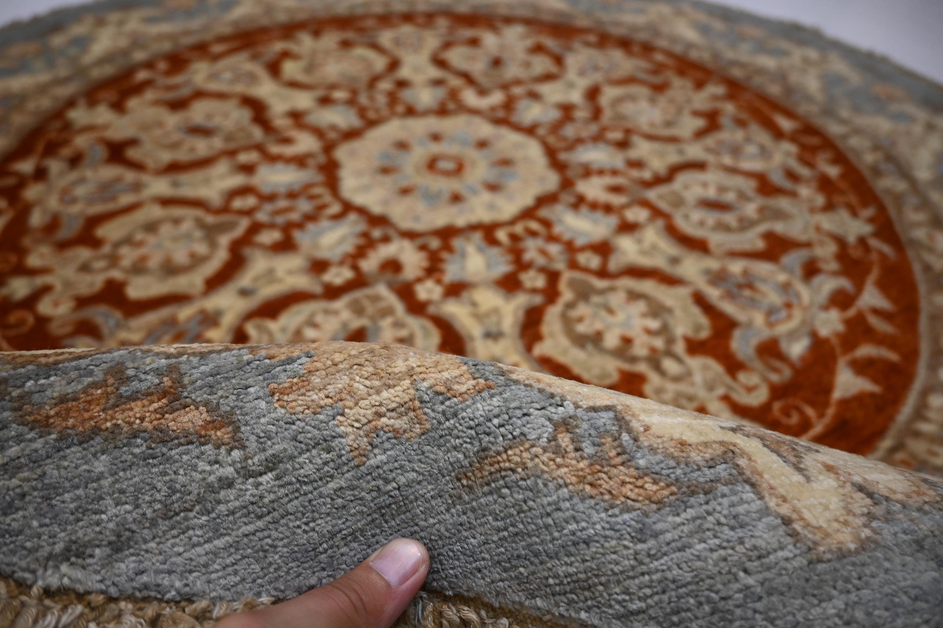 Luxurious Hand-Knotted Afghan Wool Rug: Red Gray Turkmen Zeigler Geometric Pattern