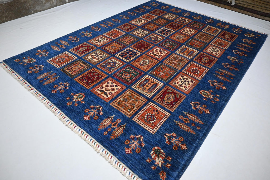 Handmade Afghan Wool Rug: 5'8"x7'8" Turkish Bijdar Tribal Geometric Area