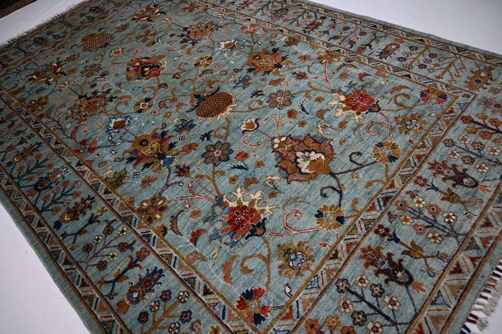 Luxurious 6x9 Gray Bijdar Afghan Handmade Wool Rug - Authentic Turkmen Tribal