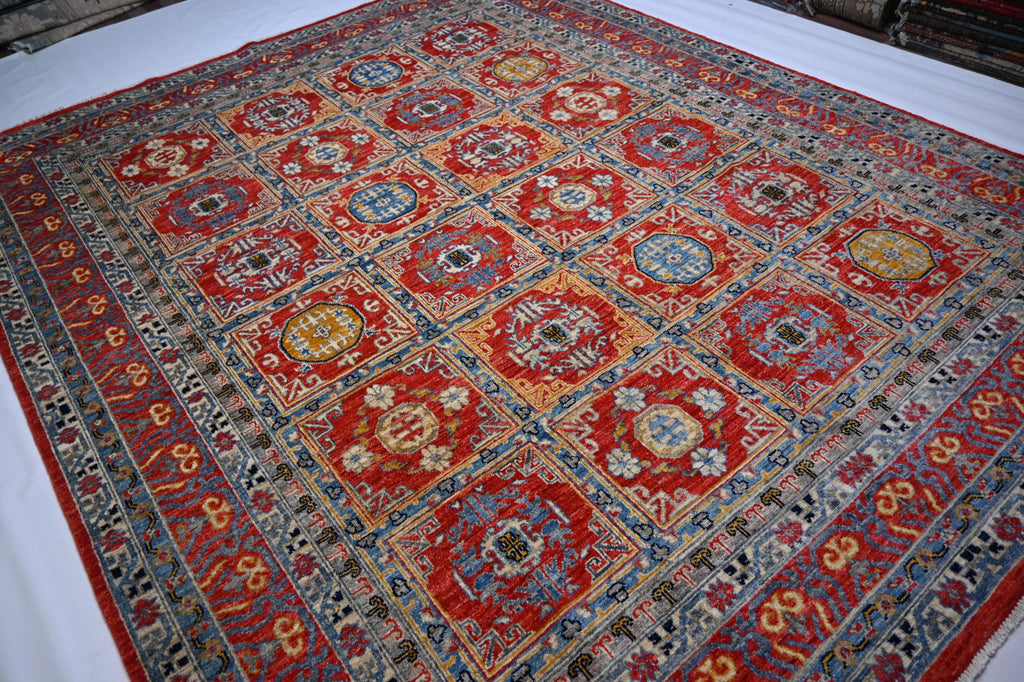 Large 8x10 Afghan Bijdar Hand-Knotted Wool Rug - Modern Traditional Medallion