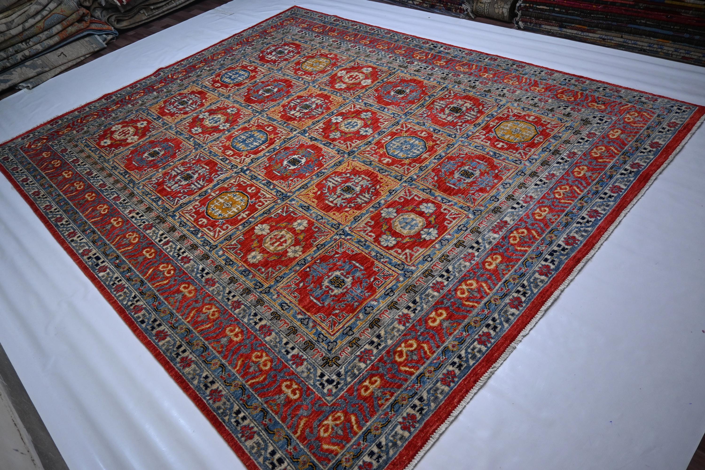 Large 8x10 Afghan Bijdar Hand-Knotted Wool Rug - Modern Traditional Medallion