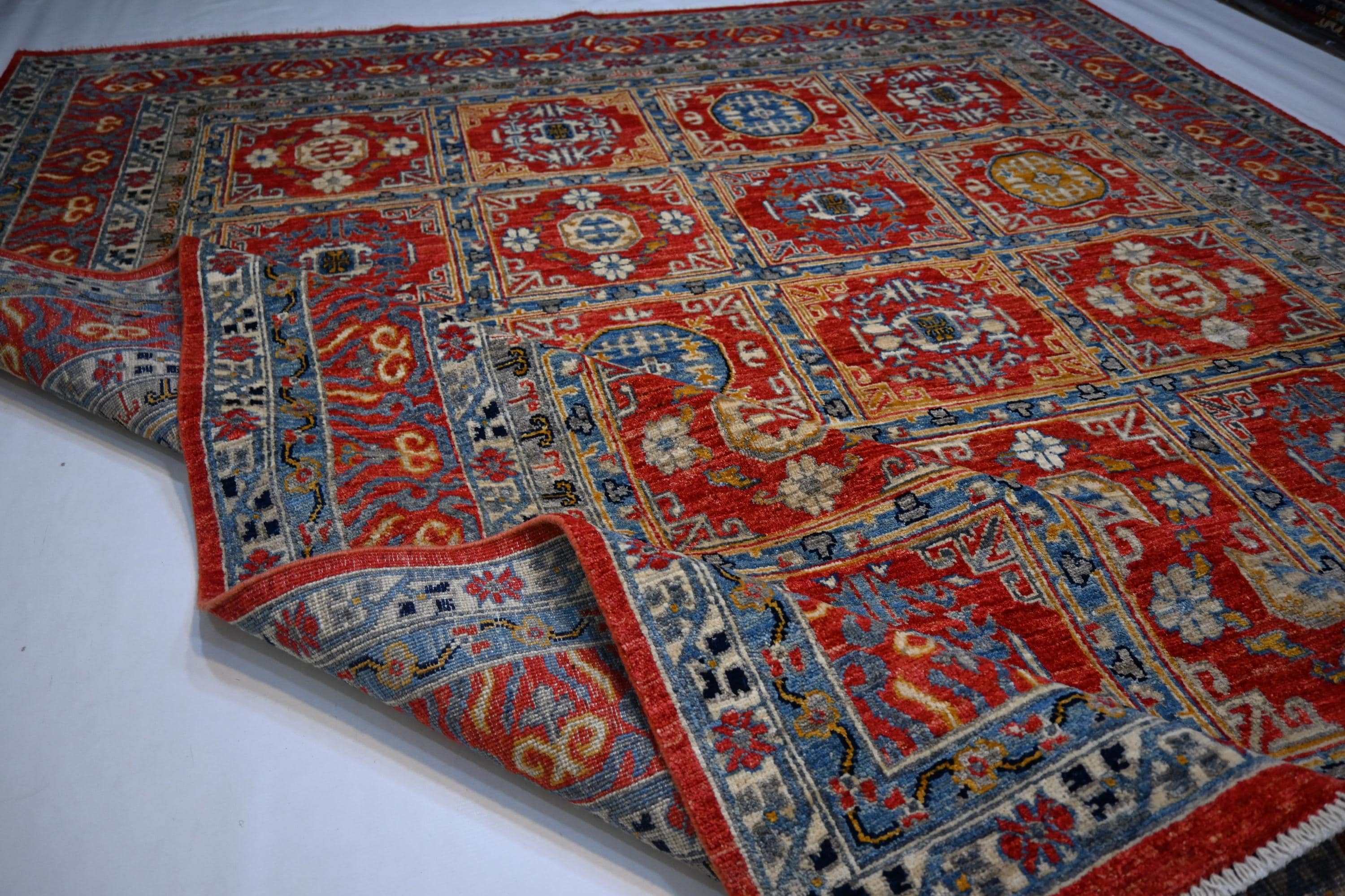 Large 8x10 Afghan Bijdar Hand-Knotted Wool Rug - Modern Traditional Medallion