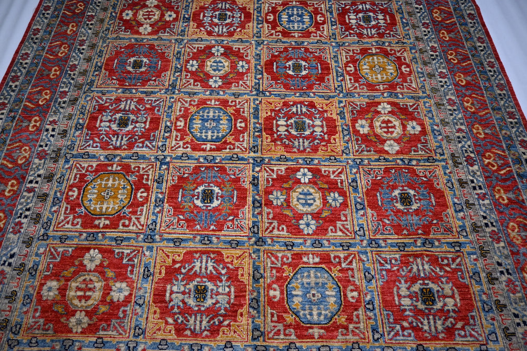 Large 8x10 Afghan Bijdar Hand-Knotted Wool Rug - Modern Traditional Medallion