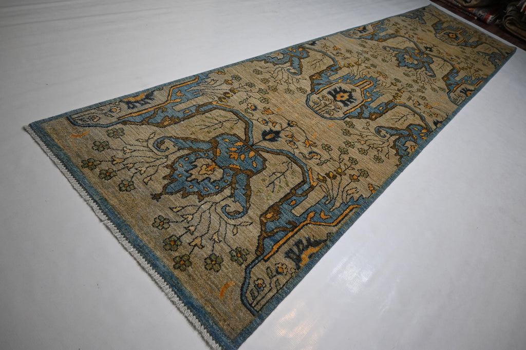 Exquisite Natural Bijdar Hand-Knotted Wool Runner Rug, 3x12 Feet, Organic Dyes