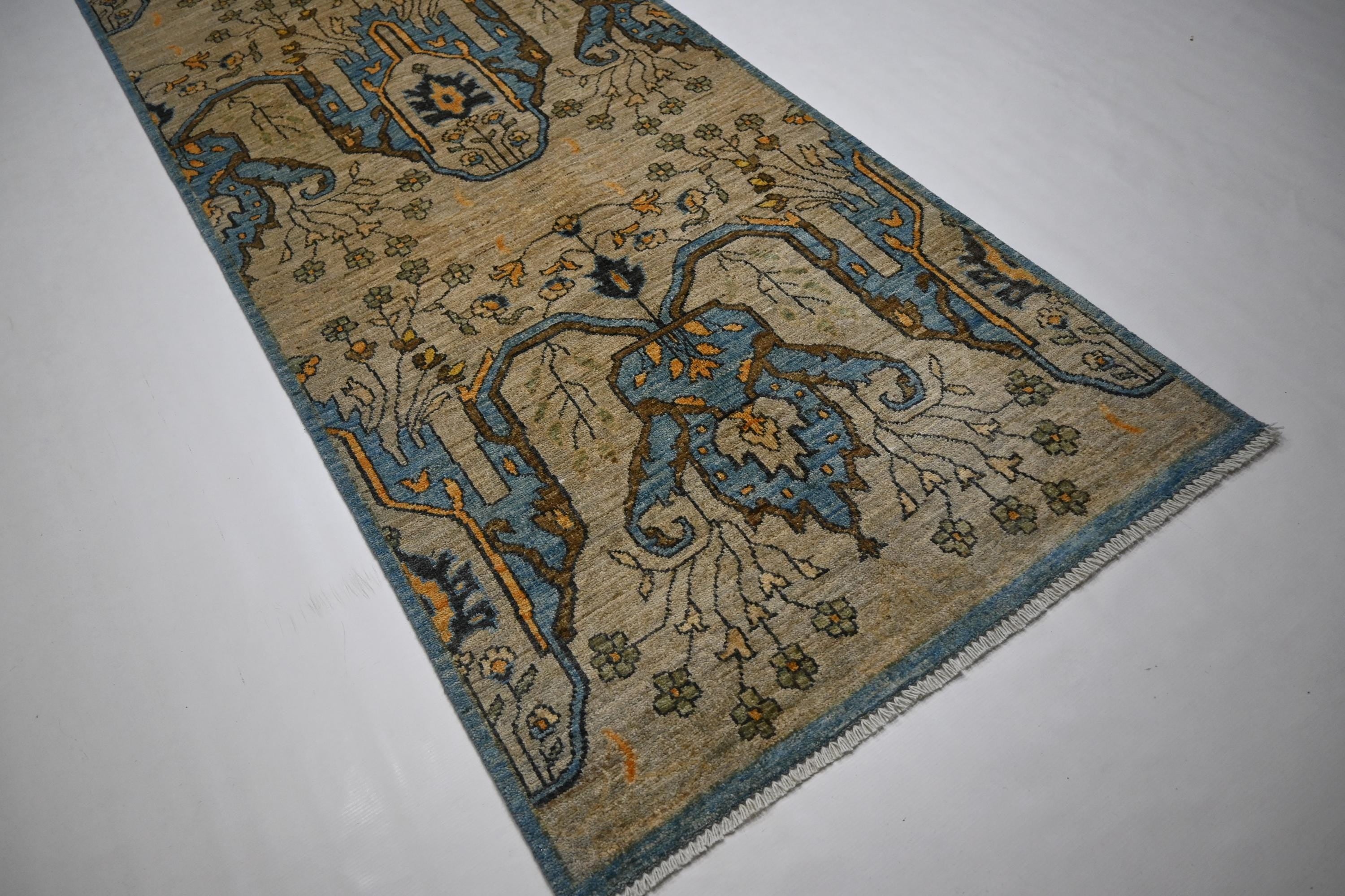 Exquisite Natural Bijdar Hand-Knotted Wool Runner Rug, 3x12 Feet, Organic Dyes