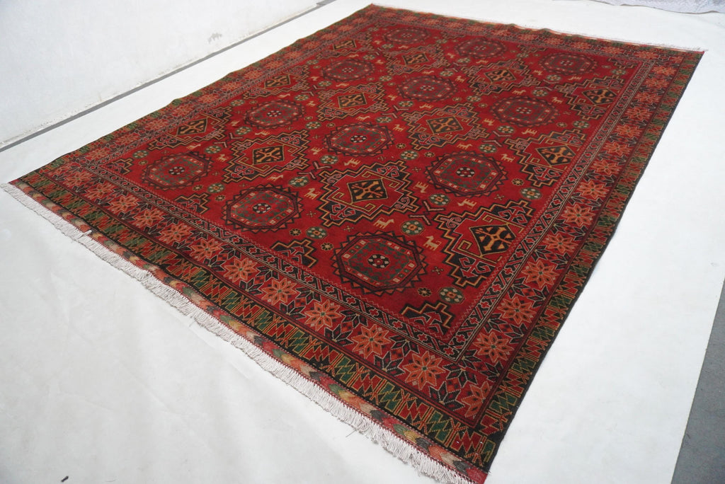 8x10 Red Large Area Rug Afghan Antique Tekke Sarique Handmade Wool