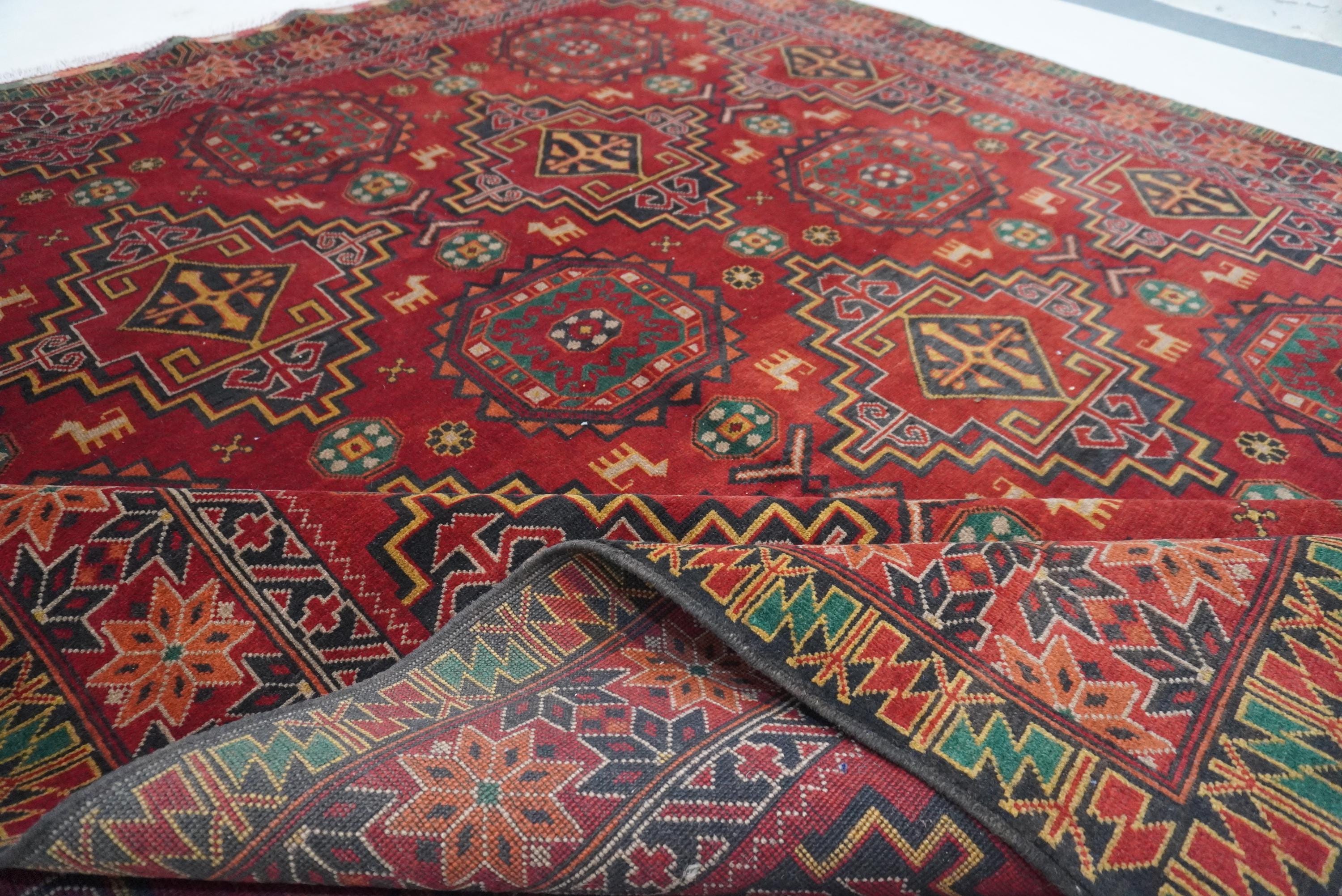 8x10 Red Large Area Rug Afghan Antique Tekke Sarique Handmade Wool