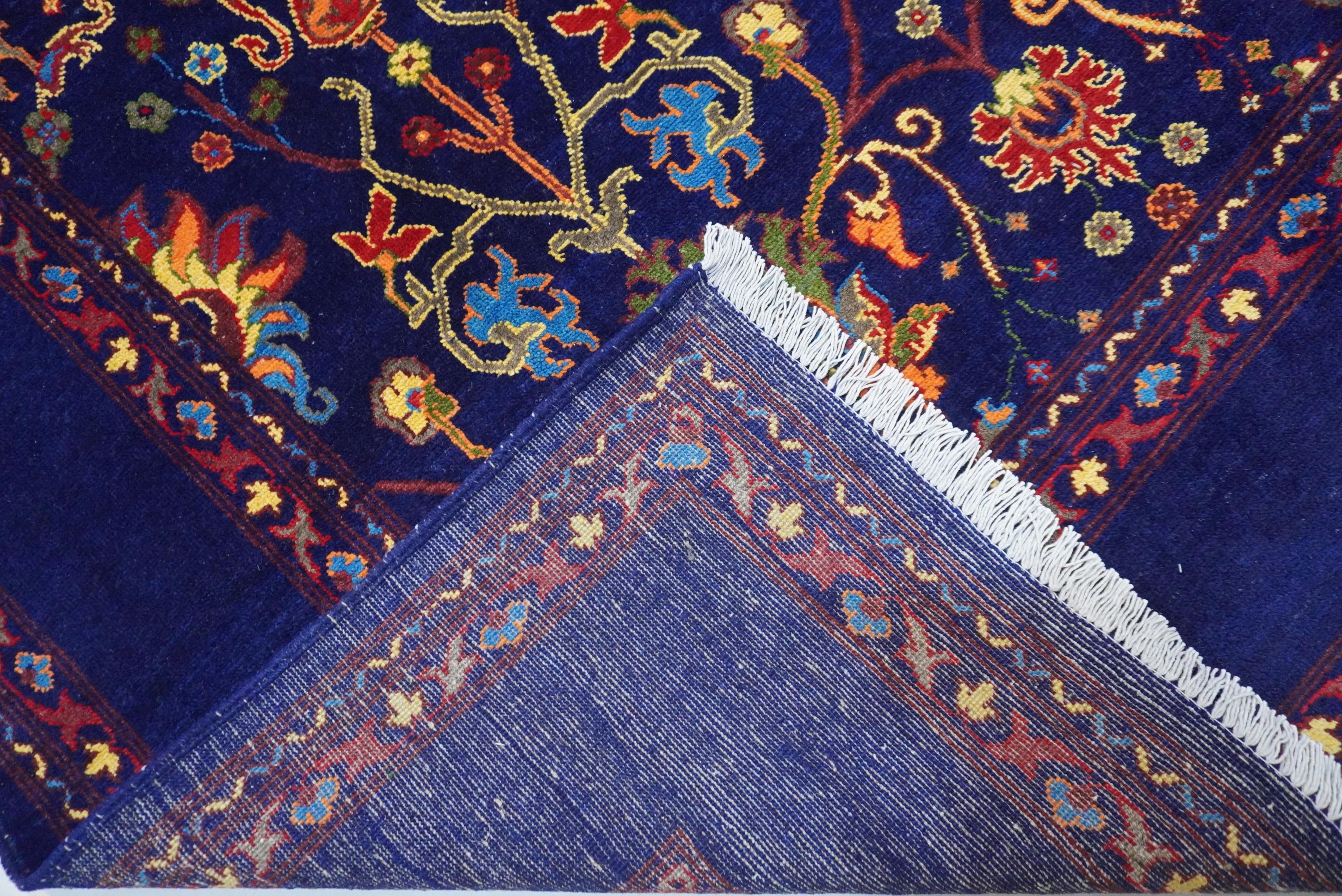 8x10 Large Navy Blue Afghan Bijdar Wool Area Rug Floral Oushak