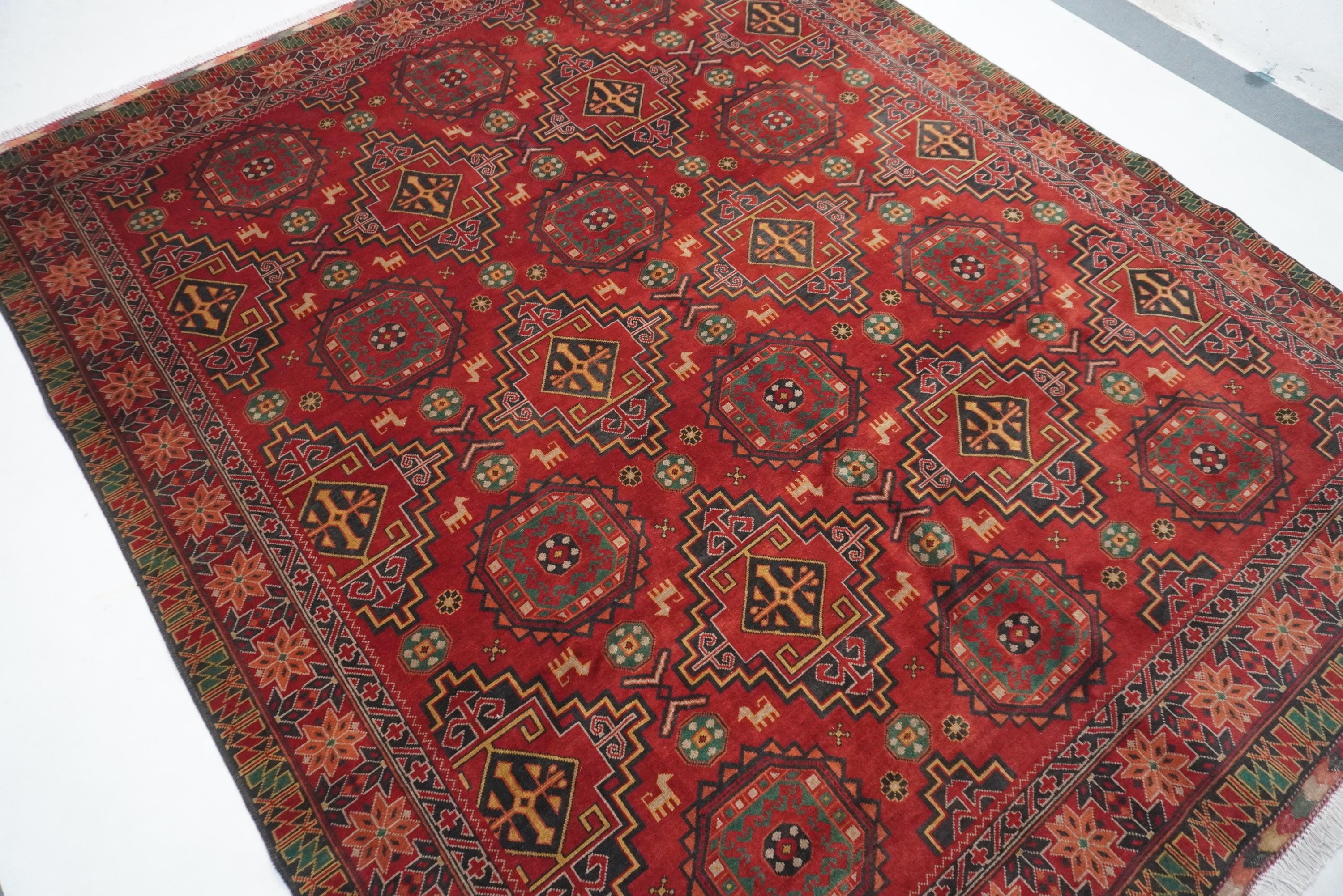 8x10 Red Large Area Rug Afghan Antique Tekke Sarique Handmade Wool