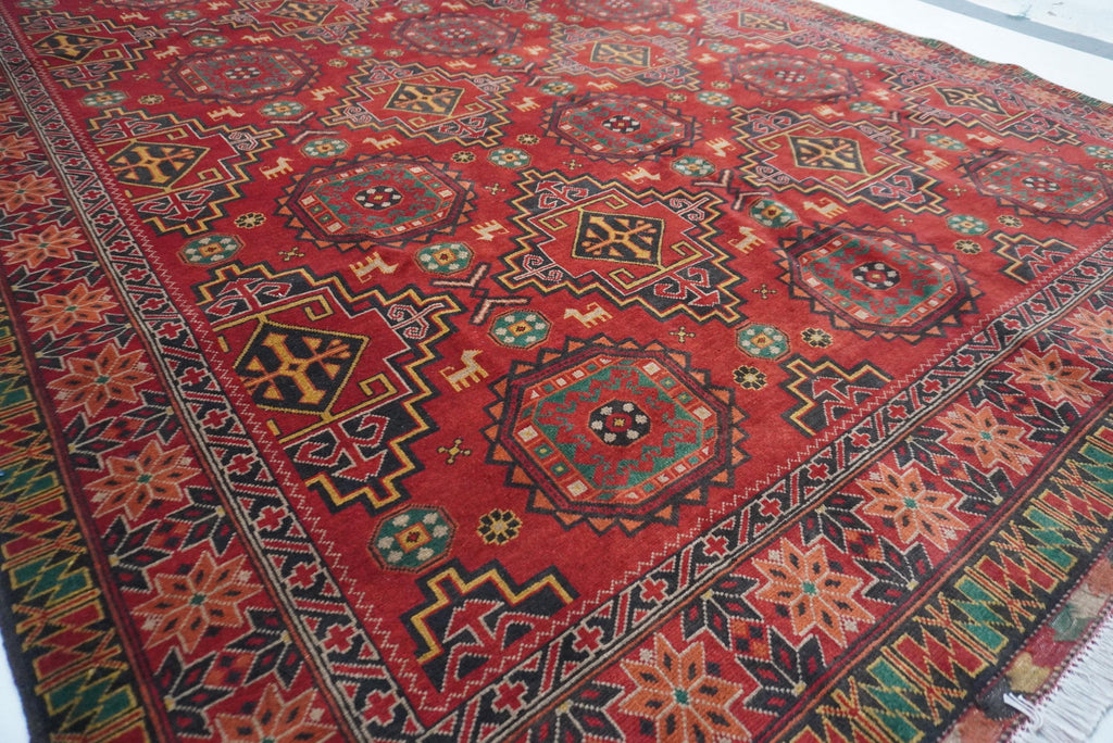 8x10 Red Large Area Rug Afghan Antique Tekke Sarique Handmade Wool