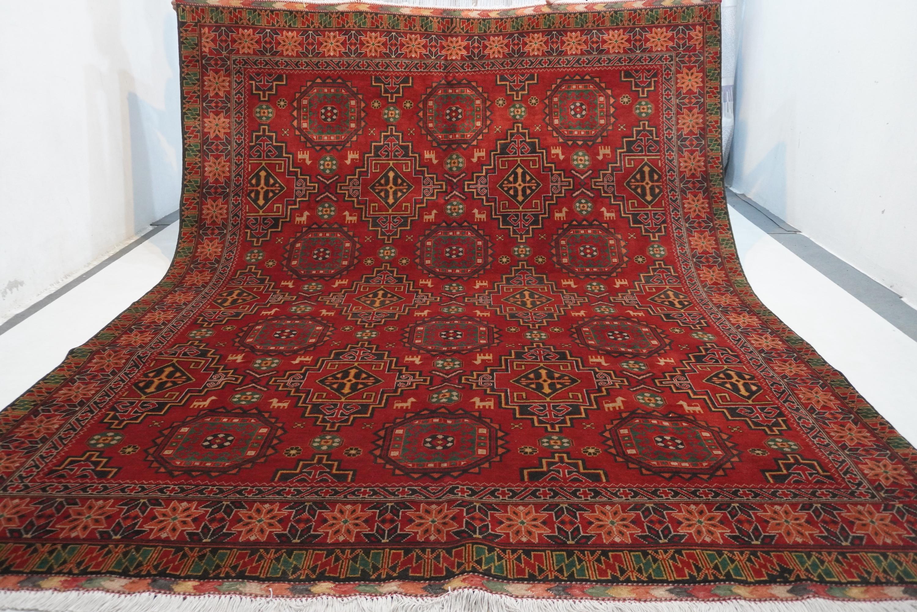 8x10 Red Large Area Rug Afghan Antique Tekke Sarique Handmade Wool